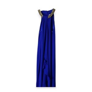 Calvin Klein Royal Blue + Gold Sequin Formal Dress Size 4
